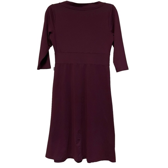 Eddie Bauer Travex Dress Purple Knit Flare V Neck 3/4 Sleeve Size S - Picture 2 of 10